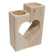 Tea Light Holder Heart Motif Beech Wood, 2dlg.