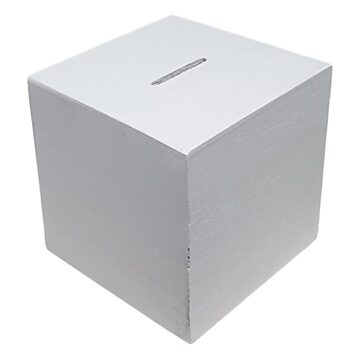 Wooden Money Box Square White
