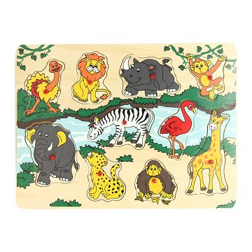 Wooden Stud Puzzle Wild Animals, 10 pcs.