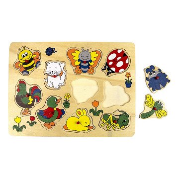 Wooden Knob Puzzle Animals around the House, 10 pcs