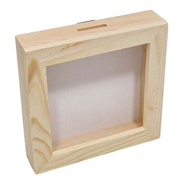 Holzspardose Plexiglas mit weißer Rückseite klein