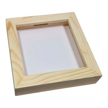 Wooden Money Box Plexiglass with White Back Medium