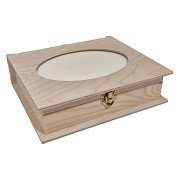 Holzbox in Buchform mit Bilderrahmen