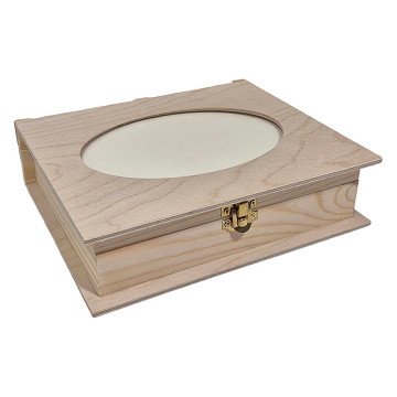 Holzbox in Buchform mit Bilderrahmen