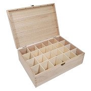 24-Compartment Wooden Box with Lid