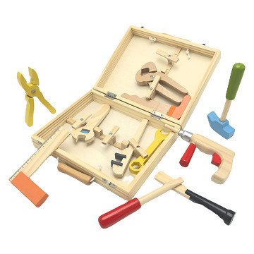 Werkzeugkasten aus Holz – 12-teilig