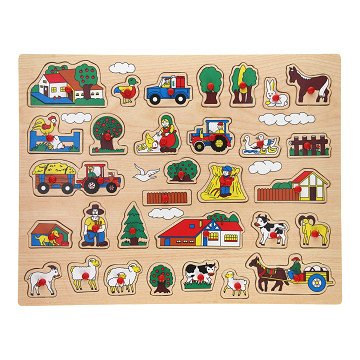 Wooden Knob Puzzle XL - Farm