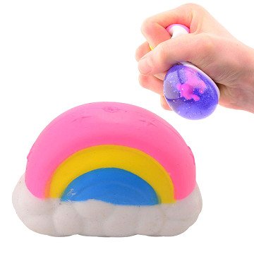 Drücken Sie den Regenbogen mit dem Einhorn zusammen