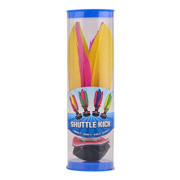 Hand shuttle with color feathers