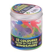 Glow in the Dark Colored Dino Play Figures , 12st.