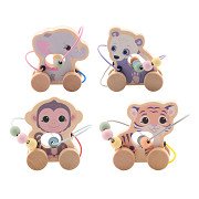 Joueco The Wildies Wooden Push Figures Animals with Bead Track, 4 pcs.