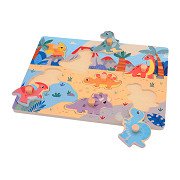 Joueco Holz-Dino-Studenpuzzle, 7-tlg.