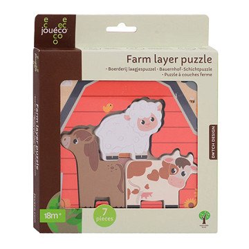 Joueco Wooden Layered Puzzle Farm, 7 pcs.