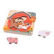 Joueco Wooden Layer Puzzle Farm, 7 pcs.