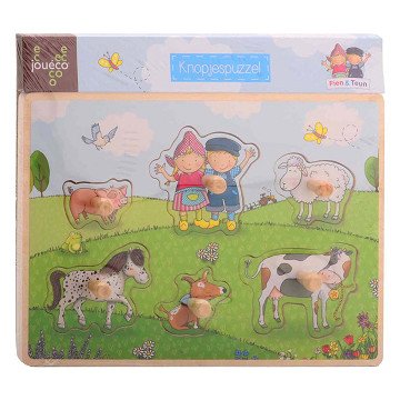 Fien & Teun Wooden Button Puzzle - 6 pcs.