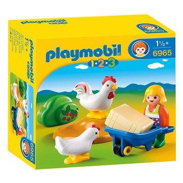 Playmobil 1.2.3. Farmer with Rooster and Chicken - 6965