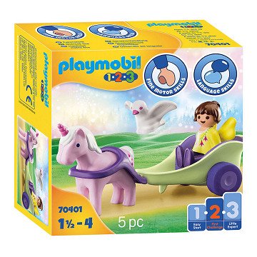 Playmobil 1.2.3. Unicorn Carriage with Fairy - 70401