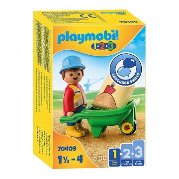 Playmobil 1.2.3. Bouwvakker met Kruiwagen - 70409