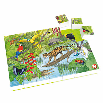 Hubelino Blockpuzzle Wilde Tiere im tropischen Regenwald, 35 Teile.