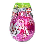 Bicycle helmet, size 50-54 - D - Pink/Silver Flower