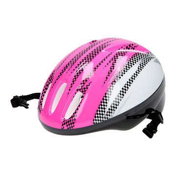 Fahrradhelm, Größe 50-54 – rosa/schwarze Blöcke