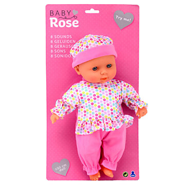 Baby Rose Babypuppe mit Geräuschen, 30 cm.