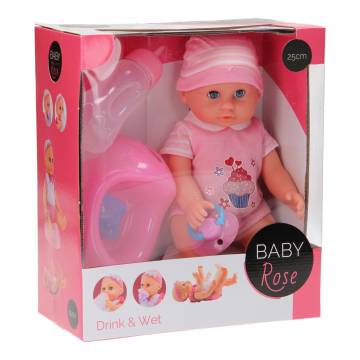 Baby Rose Drinking and Peeing Doll, 25cm