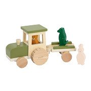 Trixie Houten Dieren Tractor met Trailer