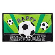 Vlag Voetbal Happy Birthday, 150x90cm