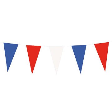 Papierwimpel Rot Weiß Blau, 10mtr.