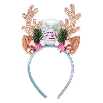 Holiday Rudolph Headband - Pink/Mint