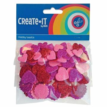Foam stickers Hearts and Rounds, 132 pcs.