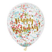 Confetti Balloons Happy Birthday, 6 pcs.
