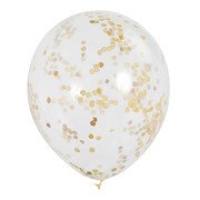 Konfetti-Luftballons Gold, 6 Stk.