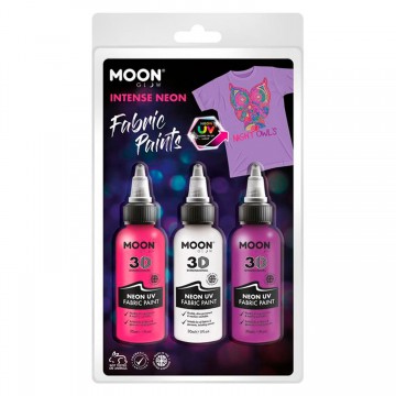Fabric paint Neon 3x30ml - White, Pink, Purple