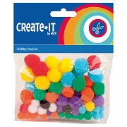 Colored Pompoms, 78 pcs.