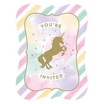 Unicorn Invitations, 8pcs.