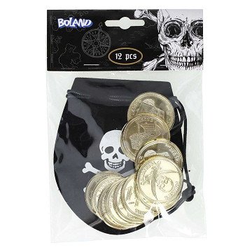 Geldbuidel Piraat + 12 Munten