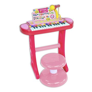 Bontempi Keyboard Standing with Microphone and Stool Pink