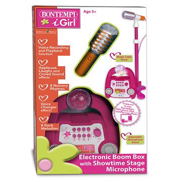 Bontemi Boom Box with Stage Microphone Pink