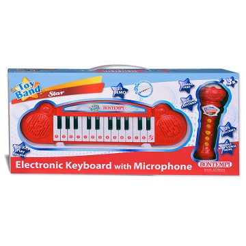 Bontempi Mini Keyboard with Karaoke Microphone - Red