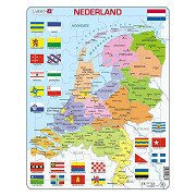 Larsen Jigsaw Puzzle Map of the Netherlands with Provinces and Flags, 48 pcs.