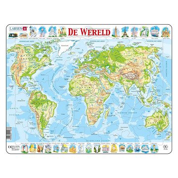 Larsen Jigsaw Puzzle Map World - Geographic, 80pcs.