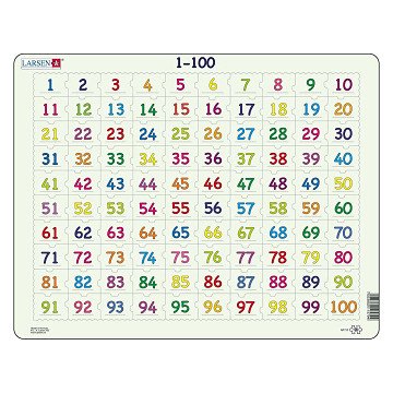 Larsen Jigsaw Puzzle Learning to Count Numbers 1-100, 100 pcs.