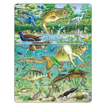 Larsen Puzzle Tiere – Teich, 50 Teile.