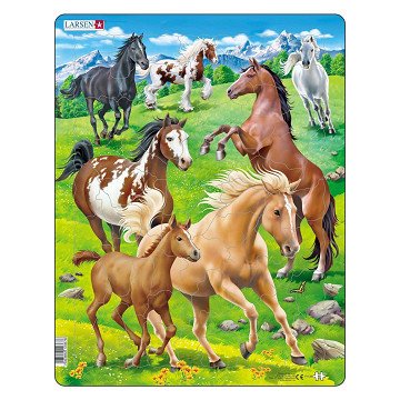 Larsen Puzzle Tiere – Pferde, 65 Teile.
