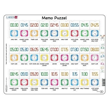 Larsen Memopuzzel Leren Klokkijken Traditionele en digitale klok , 54st.
