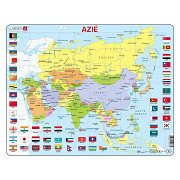 Larsen Puzzle Karte Asien mit Flaggen, 70-tlg.