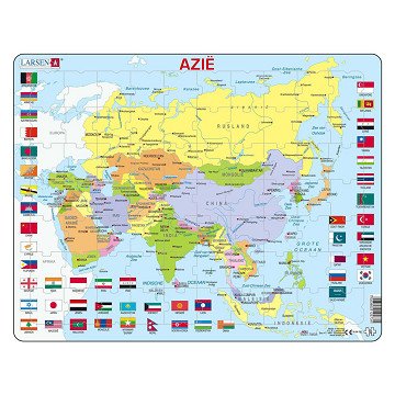 Larsen Puzzle Karte Asien mit Flaggen, 70-tlg.