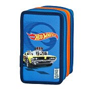 3-Compartment Filled Pencil Case Hot Wheels